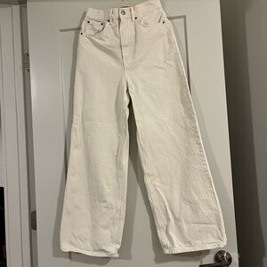 Zara Cream Flare Wide-Leg Jeans